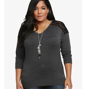 Torrid Lace Illusion Dolman Sweater, Torrid Size 3